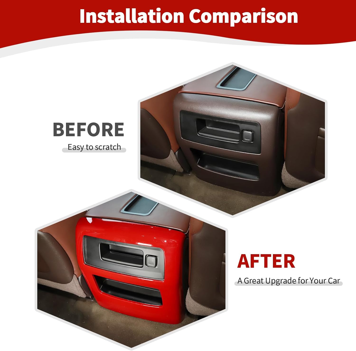 RT-TCZ for Silverado Rear AC Air Vents Panel Trim Cover Red for Chevy Silverado/Suburban/Tahoe 2014-2017 for GMC Sierra/Yukon 2014-2017 Red Interior Accessories