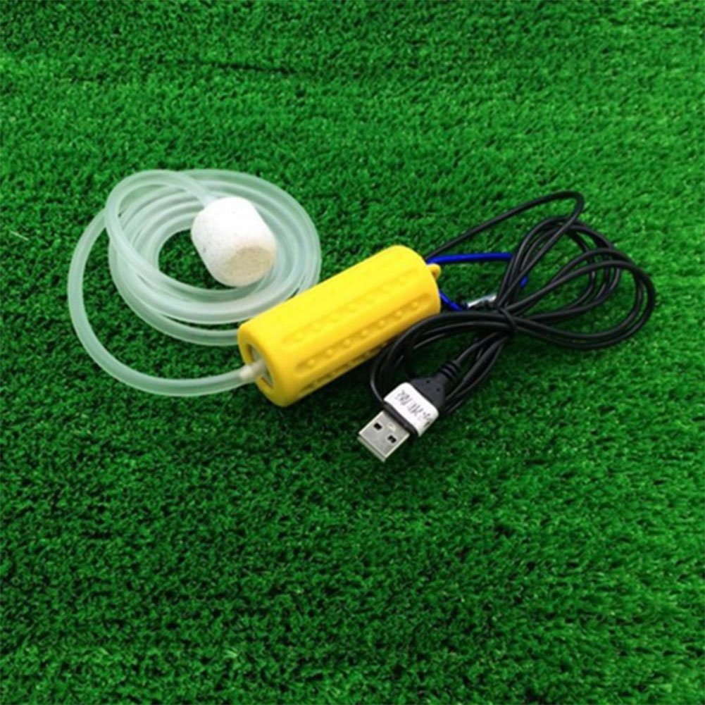 OUYAWEI Portable Mini USB Aquarium Fish Tank Oxygen Air Pump Mute Energy Saving Supplies Accessories yellow