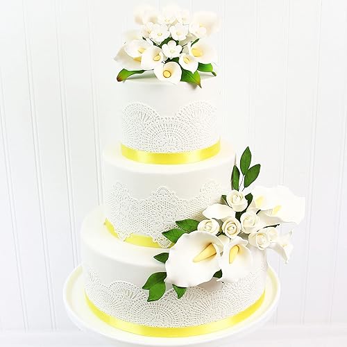 Miniatura 2 de Global Sugar Art Ramo de flores de azúcar de lirio de cala y flores, decoración blanca para tarta de boda por el chef Alan Tetreault