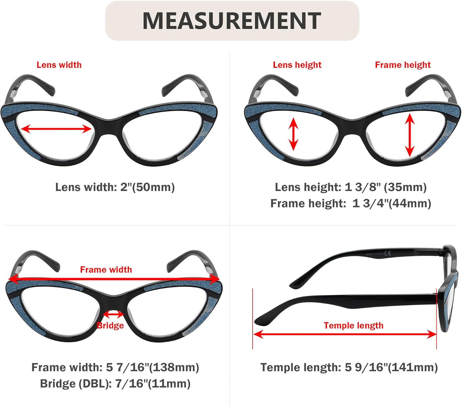 Eyekepper 4-pack Cat-eye Design Reading Glasses for Women Reading - Chic Ladies Readers