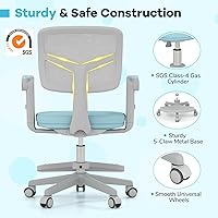 Vista 40 de GLACER Silla de escritorio para niños, silla de estudio giratoria de malla ajustable con ruedas, brazos, silla ergonómica para computadora con Verde