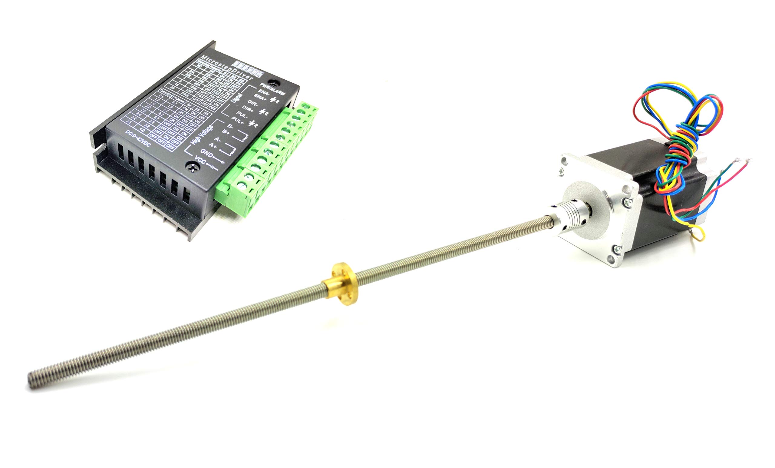 INVENTO 1pcs TB6600 Stepper Driver + Nema 23 25 Kg-cm Stepper Motor + Flexible coupling + 600mm (0.6 mtr) 10mm M10 1.5mm Pitch Threaded Rod + Brass Nut-picture-19