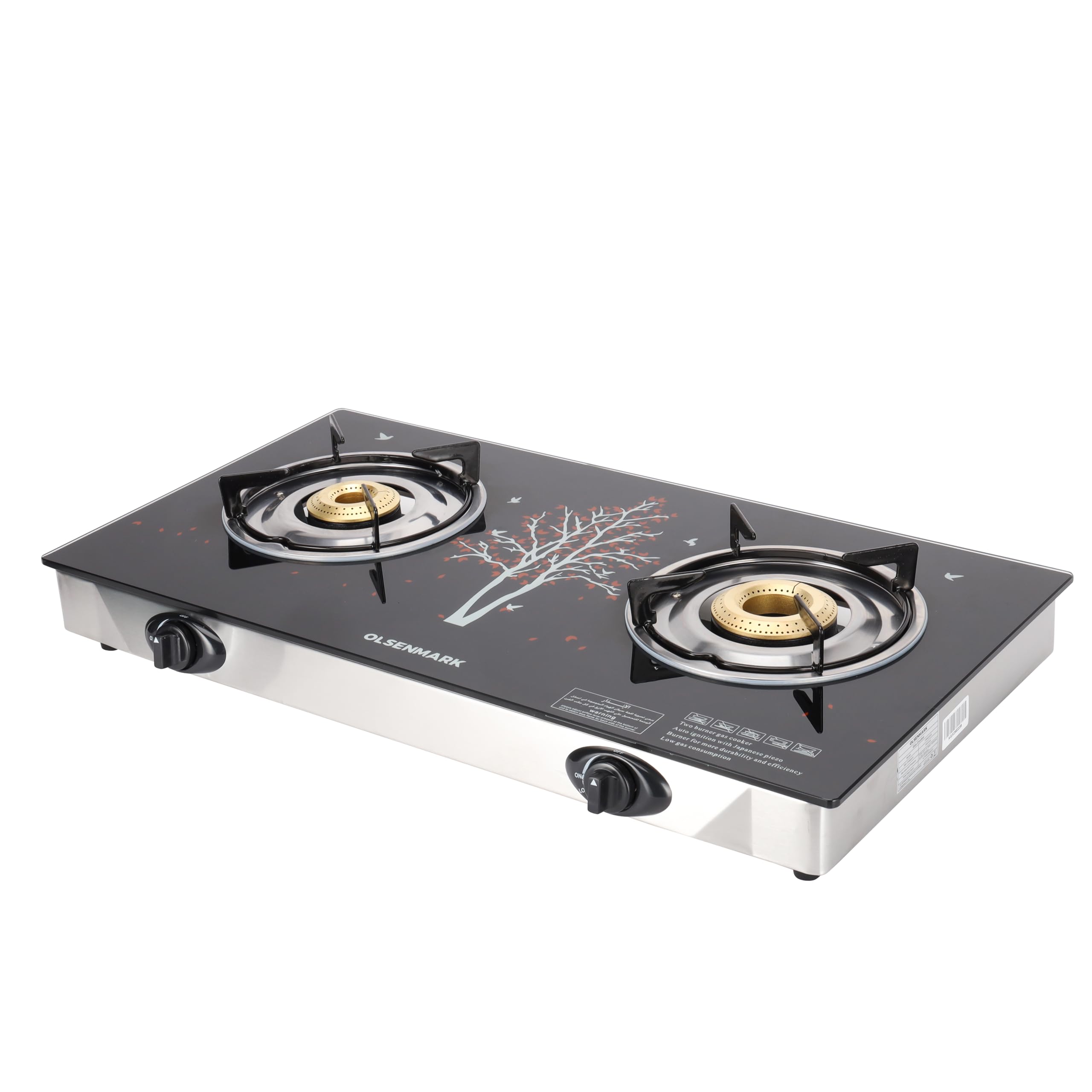 Olsenmark Gas Cooker - OMK2225 | 2 Cast Iron Burners with Enamel Pan Support | Automatic Ignition System | Low Gas Consumption & Efficient Indian Burners | LPG Gas Stove