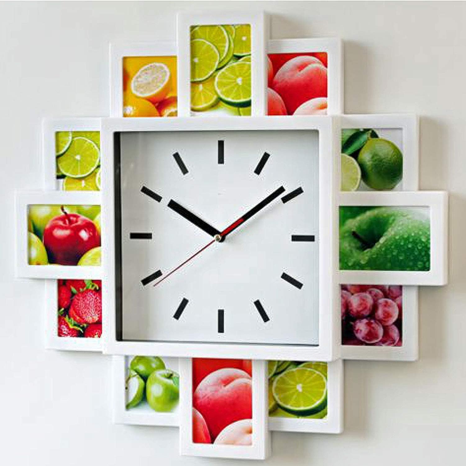 Photo Wall Clock Frames for 12 Pictures in White White