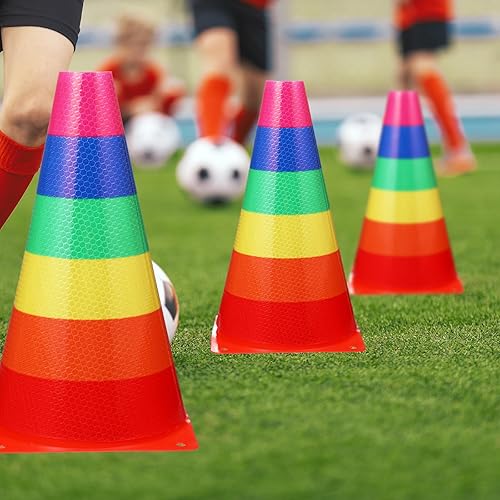 Miniatura 7 de Paquete de 12 juegos de lanzamiento de anillos de maíz de caramelo, conos de plástico, marcadores de campo de entrenamiento y agilidad deportiva de