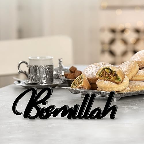 Miniatura 4 de Yookeer Decoración islámica de madera de 3 piezas, Bismillah Alhamdulillah Mashallah, decoración del hogar para regalos de Ramadán, letras de