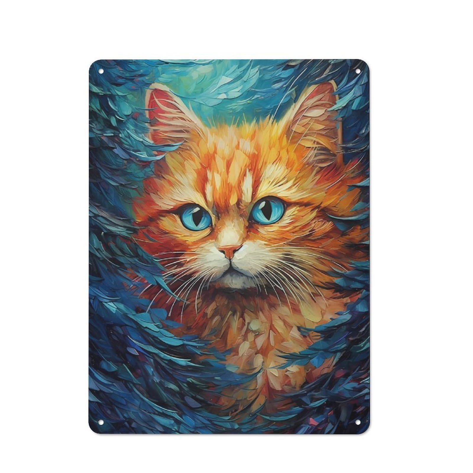 Junmoney Cat Colorful Metal Wall Sign 40X30cm Featuring For Living Room Wall, A Decorative Gift For A Newly Furnished Living Room