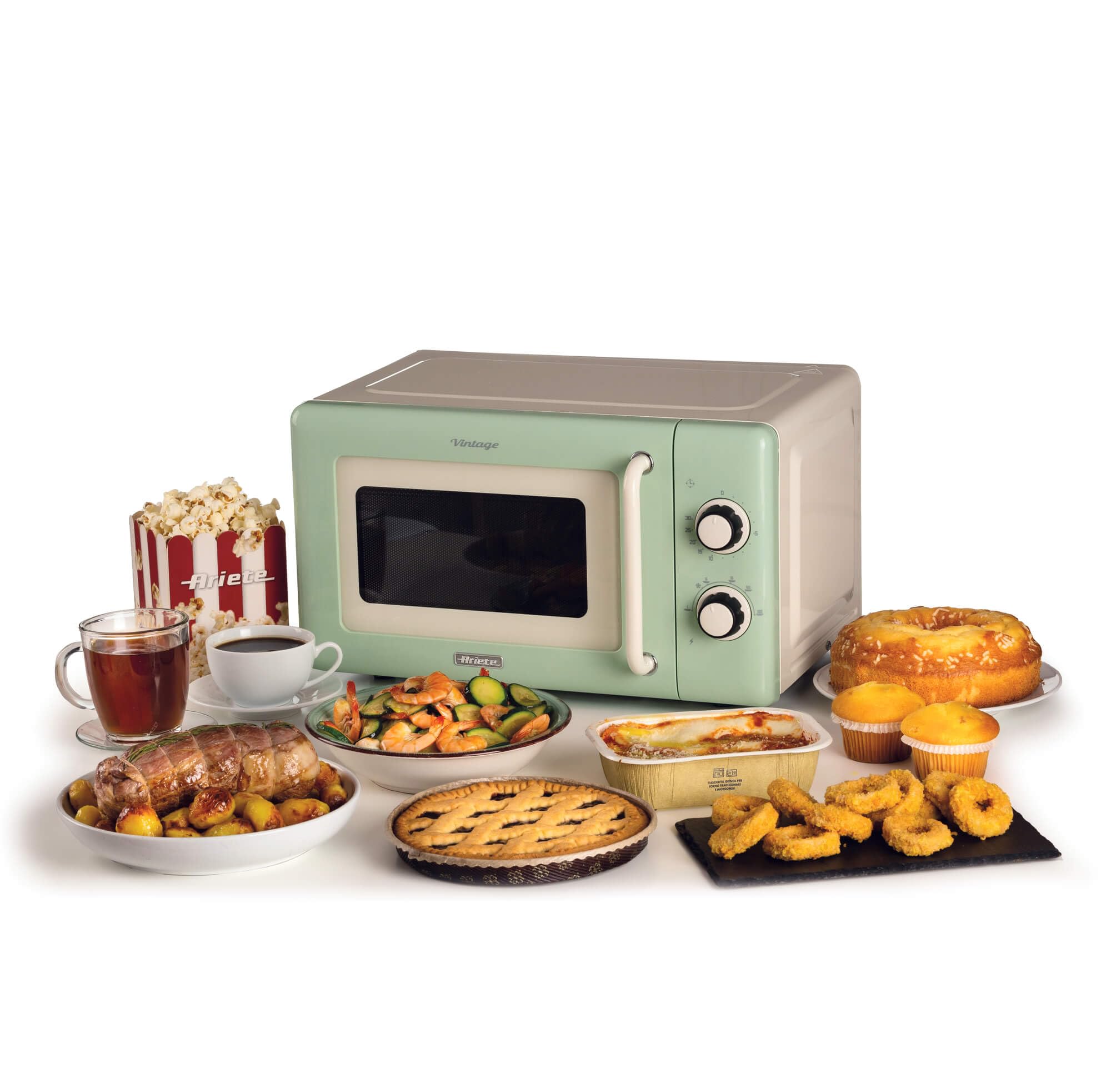 Ariete 3960 Mikrowelle Vintage 800 W 20 l 3 Funktionen 6 Kochstufen Timer Grün