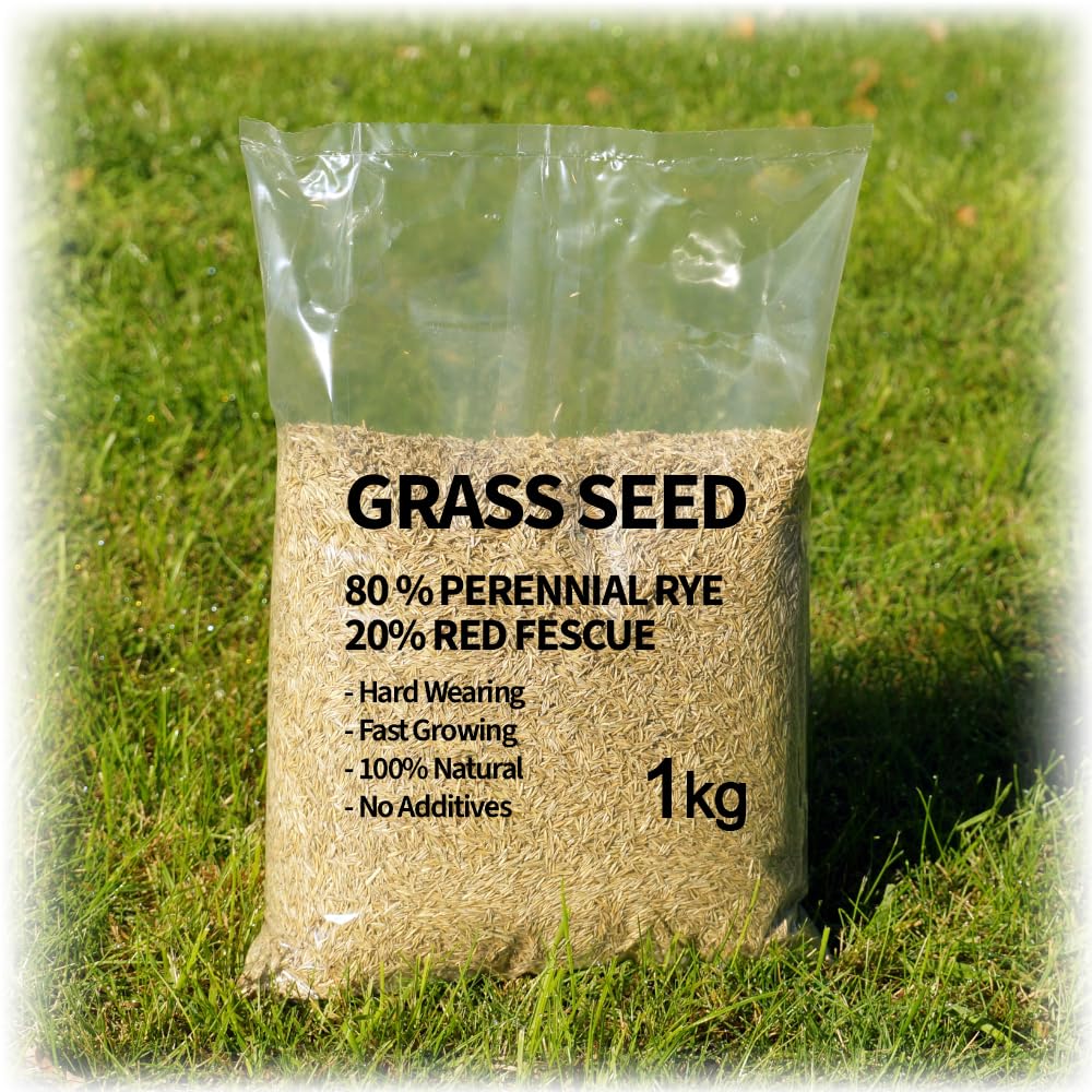 Grass Seed - Premium Perennial Ryegrass & Red Fescue Blend Lawn Seed Mix for Lush, Durable UK Gardens (1, Kilograms)