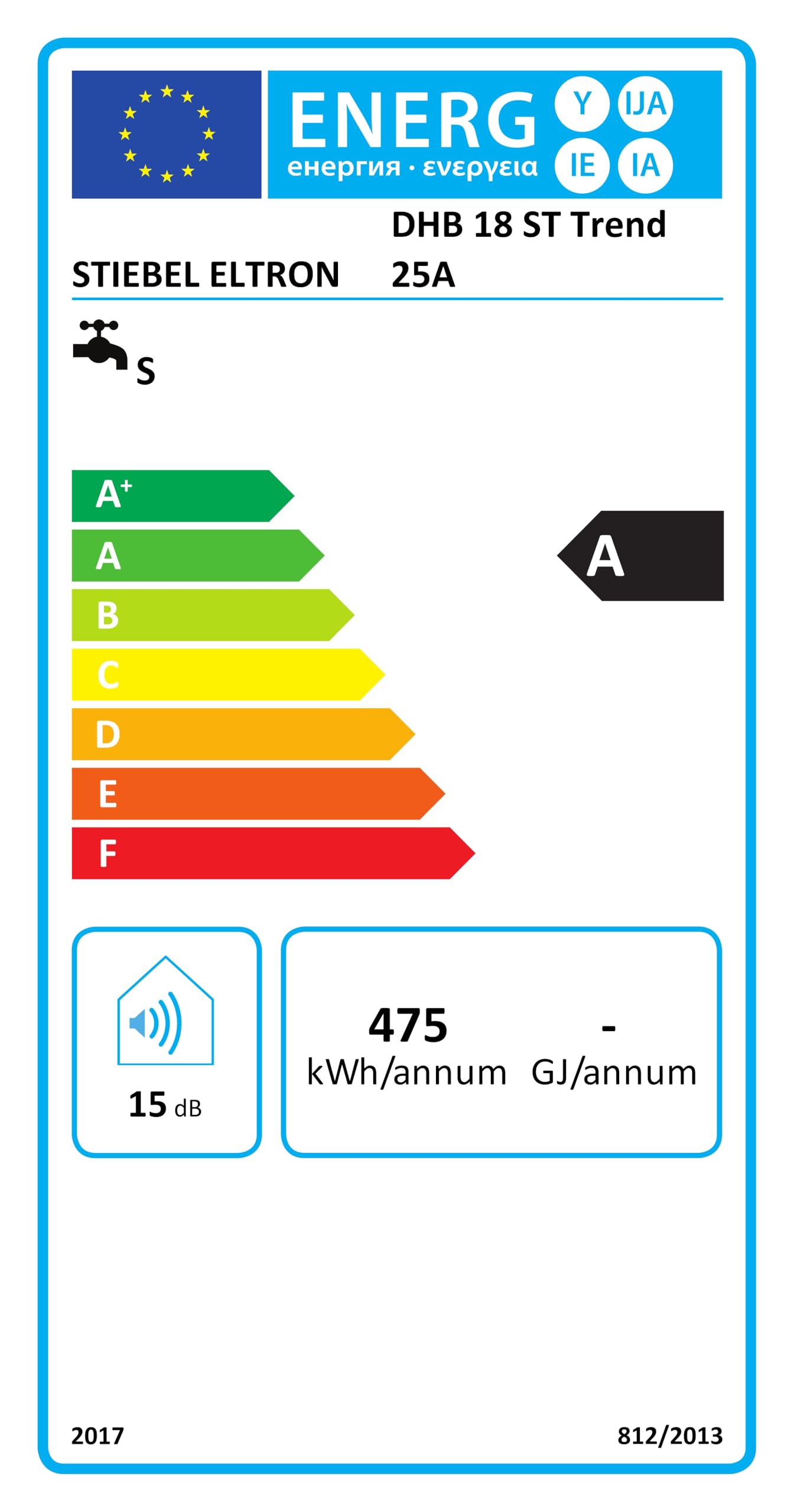 STIEBEL ELTRON Calentador de agua electrónico DHB 18 ST Trend 25A, selección de temperatura precisa, ahorro de energía gracias a la tecnología 3i, certificado VDE, 207039