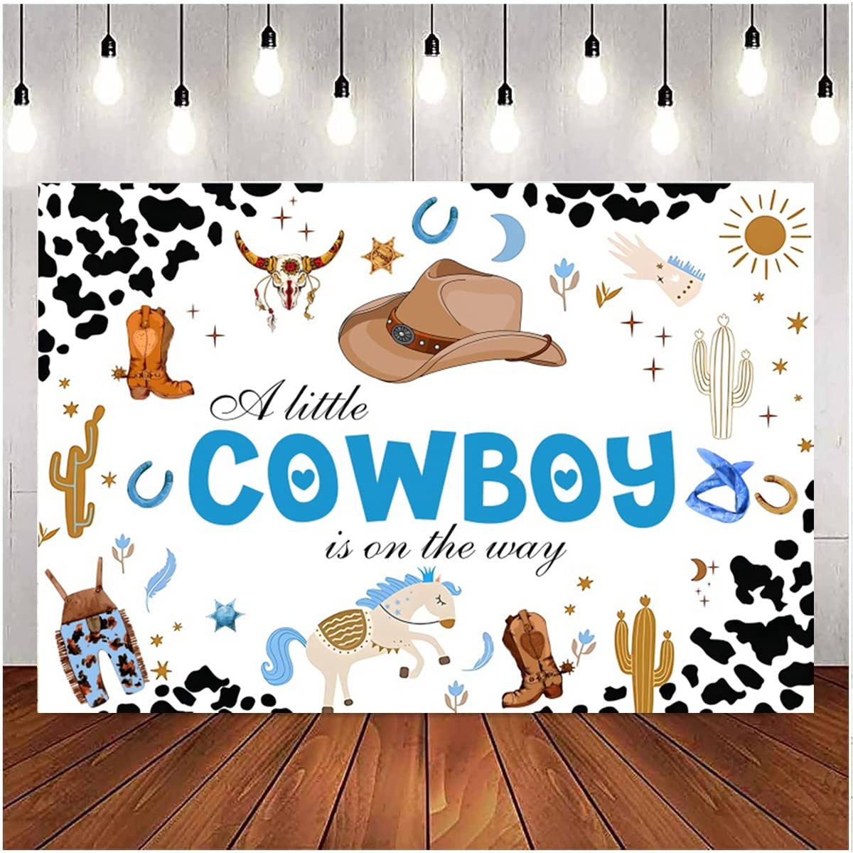 A Little Cowboy is on The Way Background Western Cactus Cowboy Hat