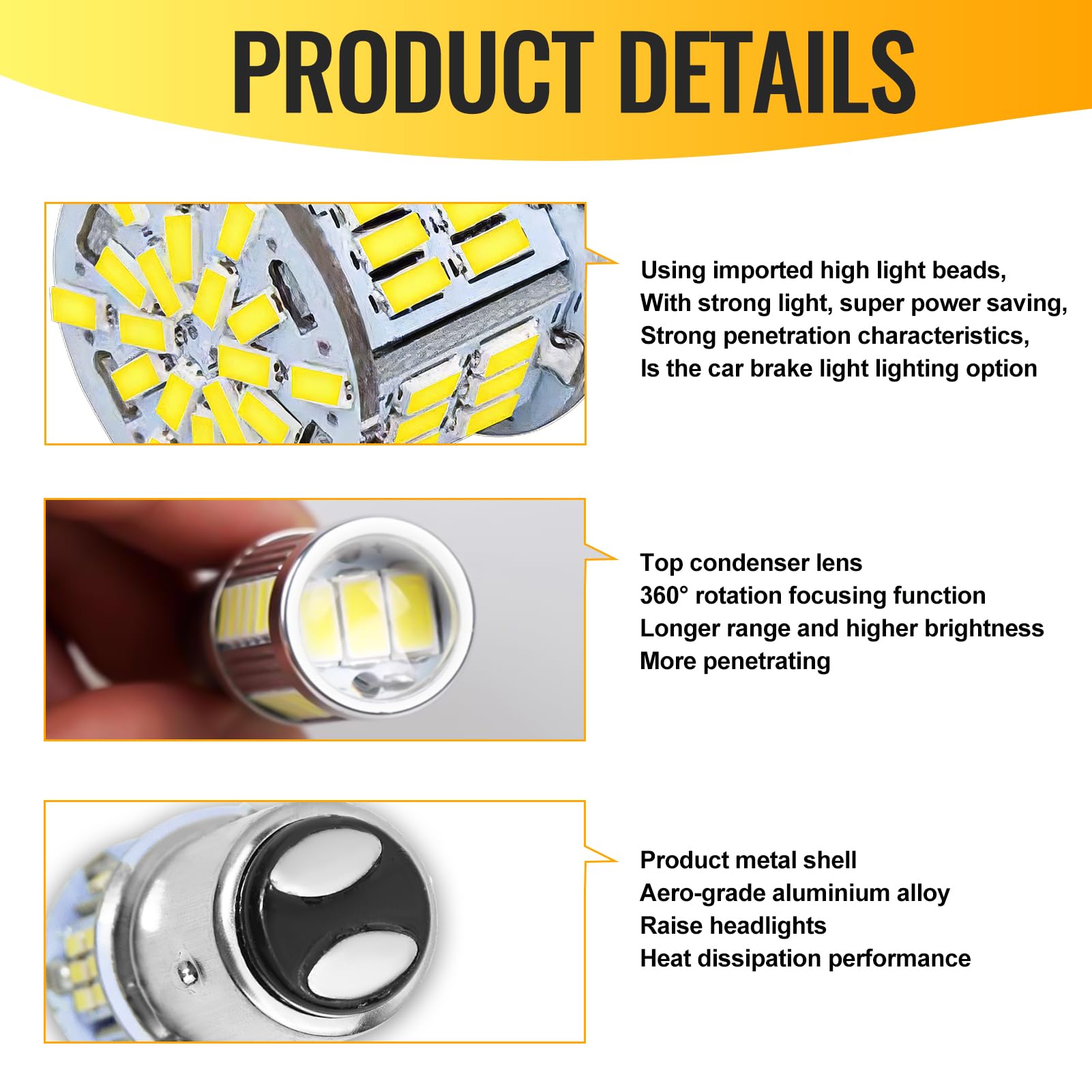 2 Lampadine LED Auto P21/5W 1157 - Bianco 6000K, 45 SMD, Per Luci Stop E Parcheggio, 12-24V - Foto 2