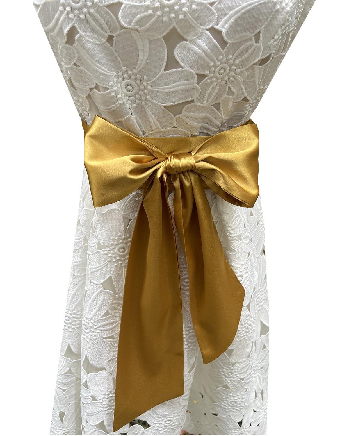 Lordrie Women's Gold Satin Sash Belts For Bridal Bridesmaid Dresses Girls Waist Belts For Special Occasion, Medium