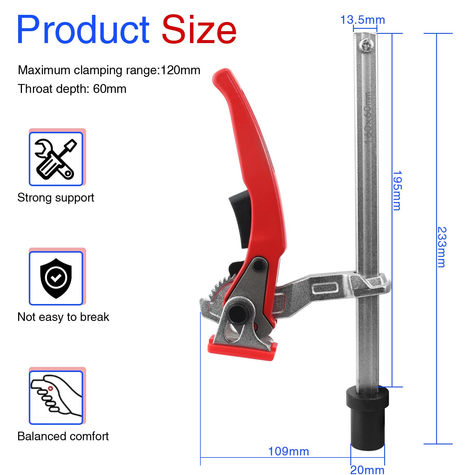 BIGP 2 Stück Ganzstahl-Tischzwinge mit Hebelgriff – Einhand-Hebelzwinge für Multifunktionstische | 20mm Spannelement | Spannbereich 160mm | Kompatibel mit Werkbänken & CNC