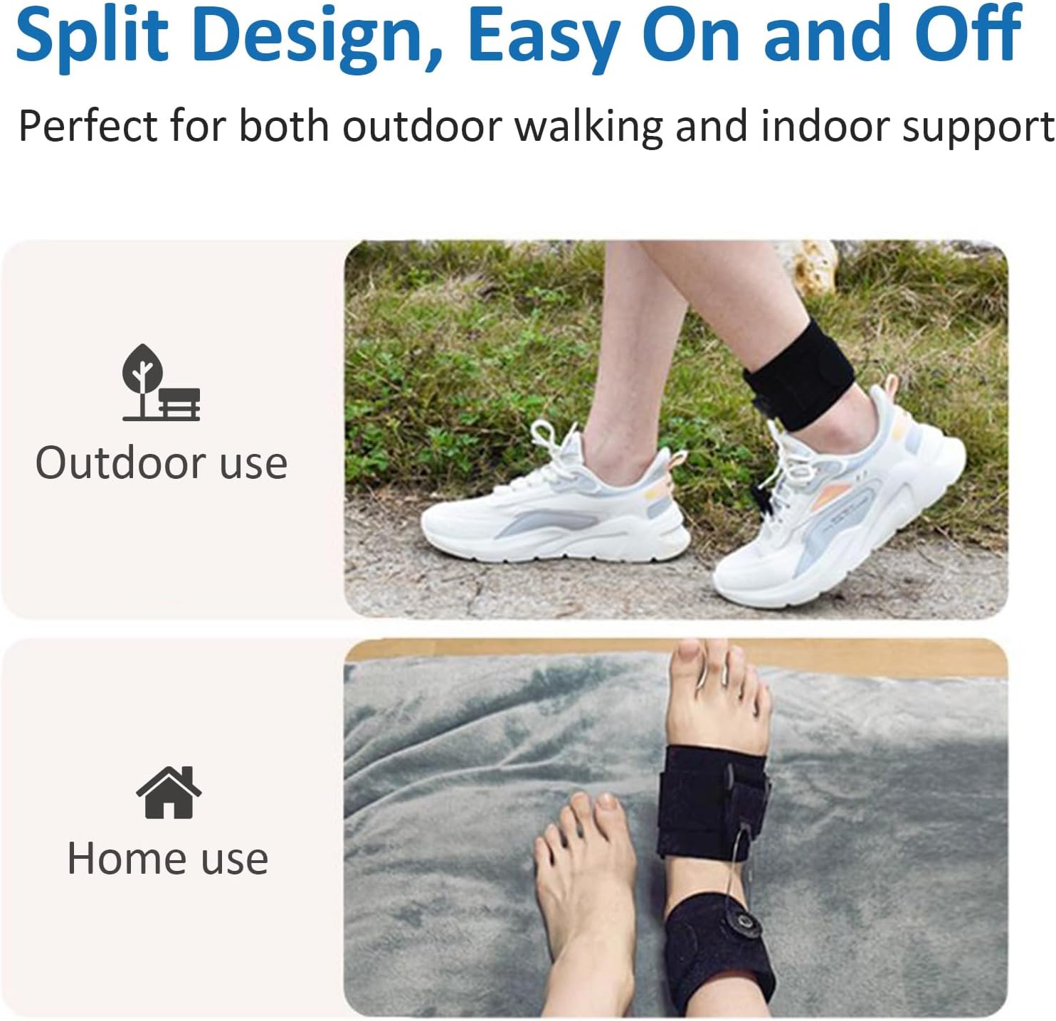 Adjustable AFO Brace for Drop Foot - Left or Right - Improves Walking Gait & Relieves Achilles Tendon Pain - Ankle Foot Orthosis Support (Unisex)