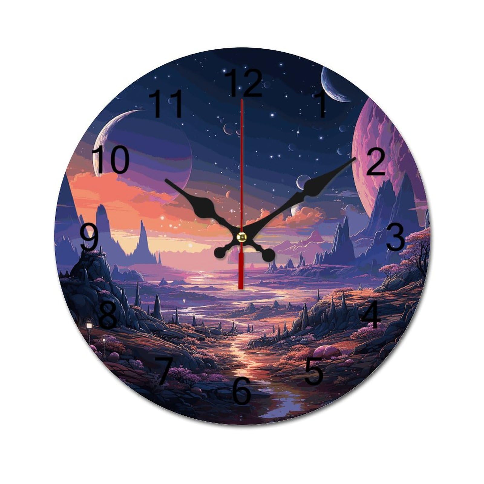 Horloge murale colorée espace de 25,4 cm silencieuse pour salon