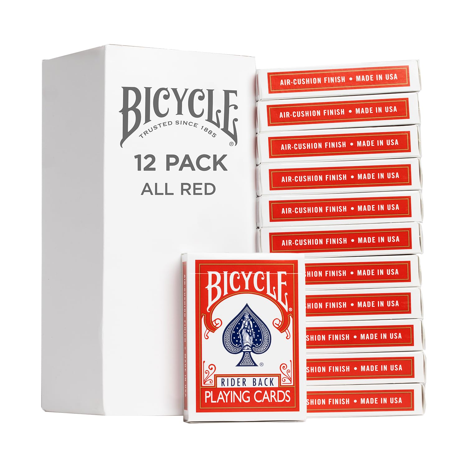 Playing Cards, All Red, Poker Size, 12 Pack