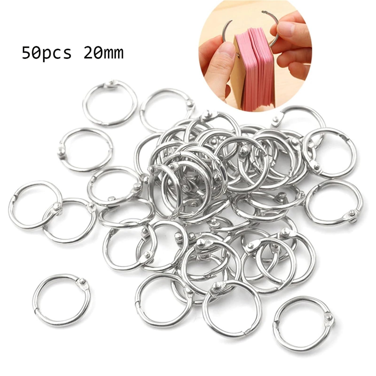 50pcs Metall Ring Binder Staple Buch Bindemittel Alben Losenblatt Buch Hoops 15-80 mm Lose Blattring Keychain Office Binding Supplies