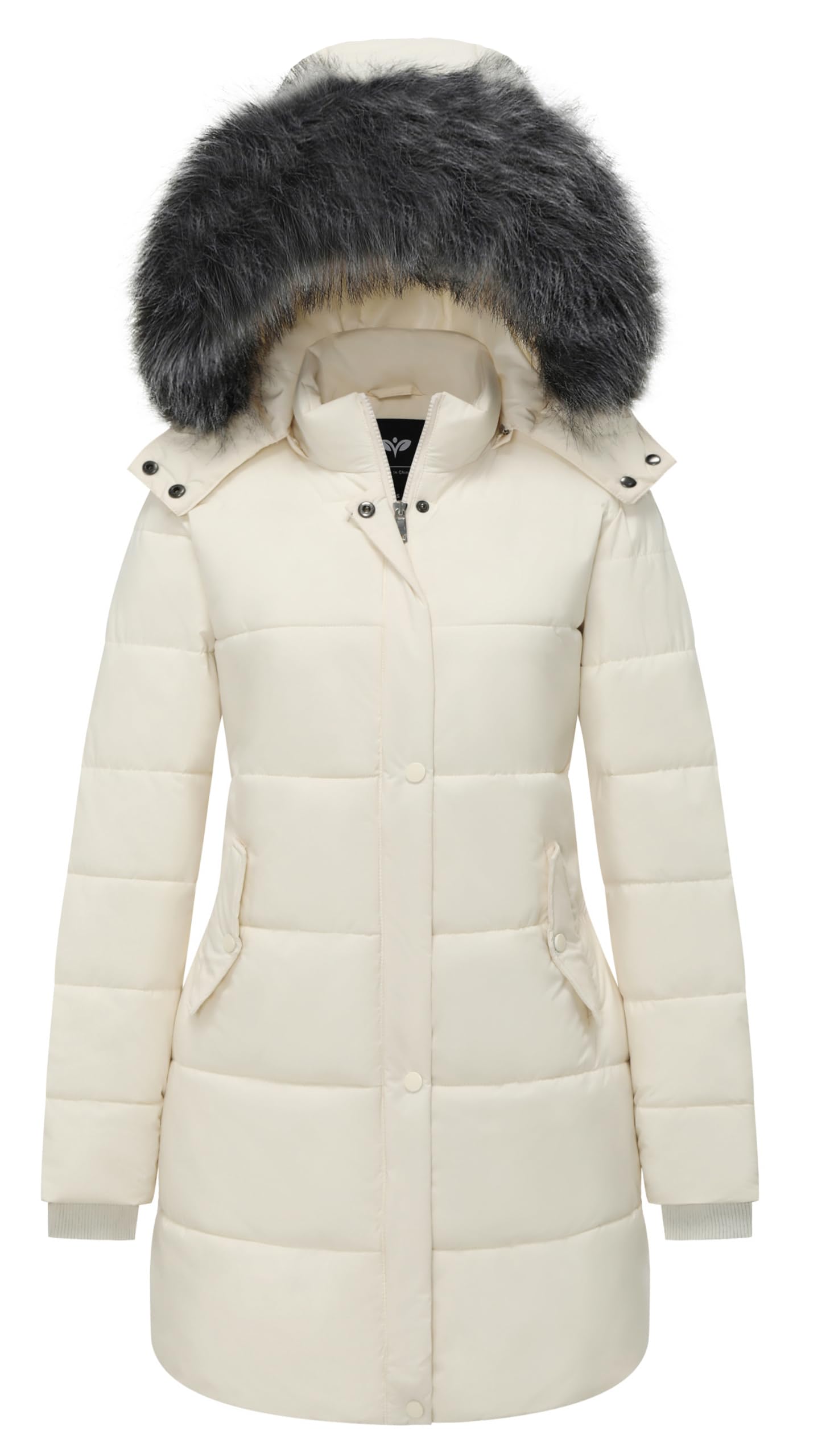 ggleaf Women's Winter Hooded Coat Thicken Puffer Parka Snow Jacket with Removable Fur and Hood-picture-24