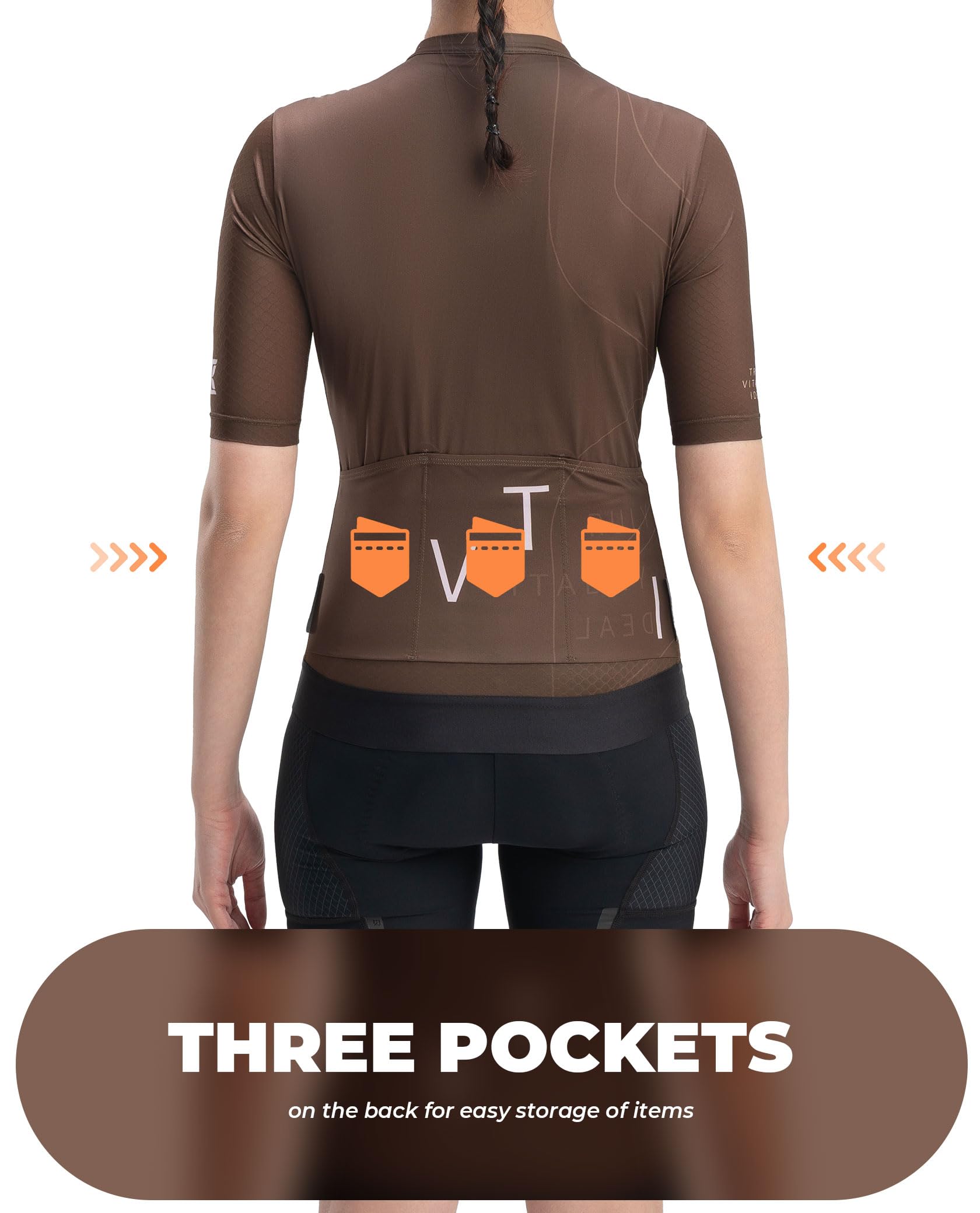 ROCKBROS TVI Magliette MTB Donna, Maglia Ciclismo Maniche Corte, Maglia Bicicletta Comoda Leggera, Abbigliamento Traspirante per Bici da Corsa, Palestra, Escursione, Marrone