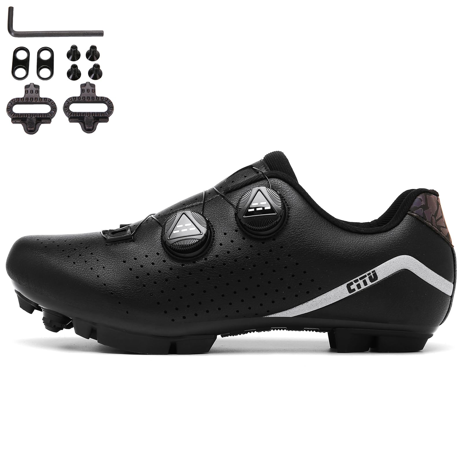 Zapatilla de Ciclismo MTB Hombre Mujer, Zapatos Bicicleta de Montaña Compatible con SPD Pedales 2 Tornillos con Calas Unisex Adulto Respirables