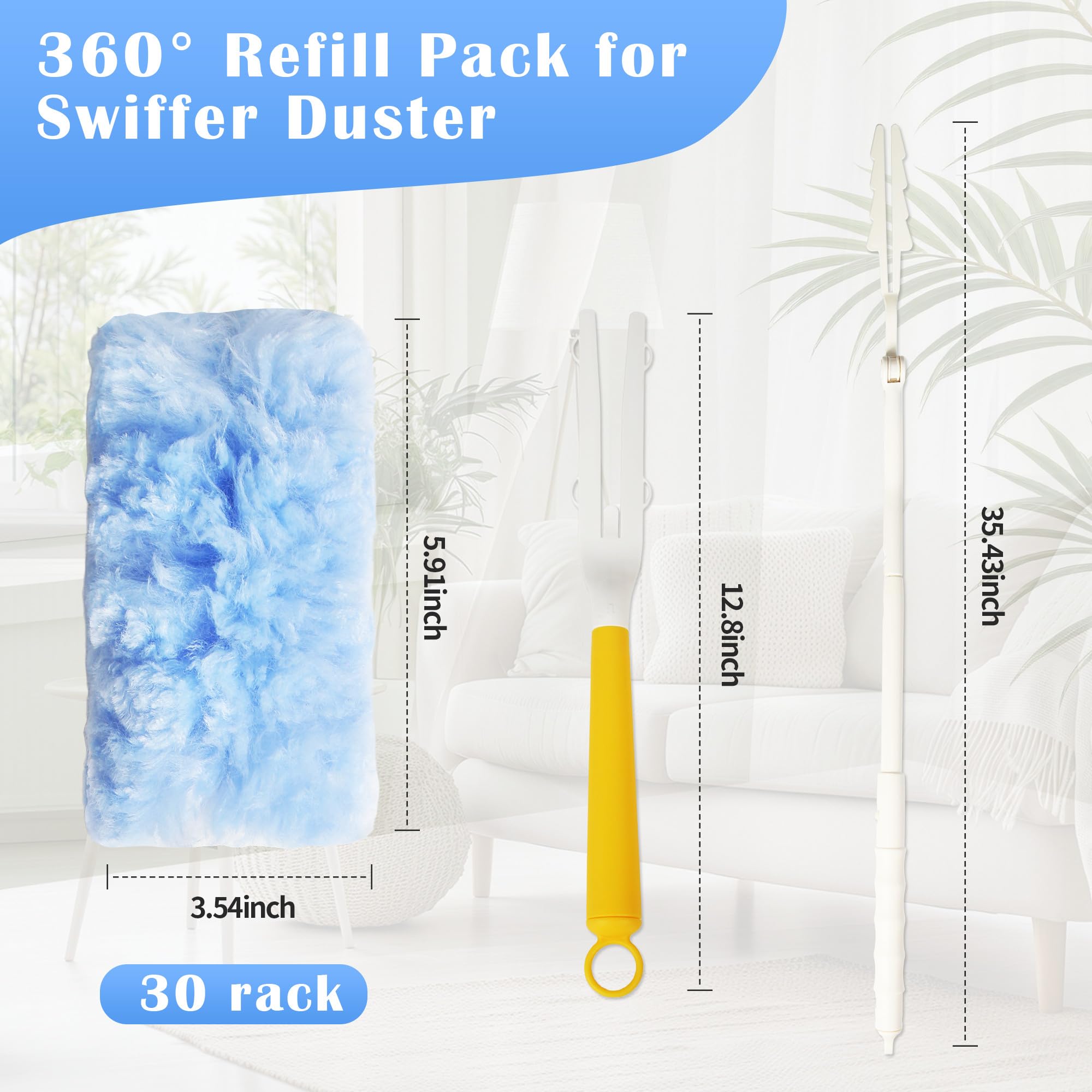 Set 40 Ricariche Magnetiche Per Swiffer Con 2 Manici (Telescopico E Pieghevole) - 2