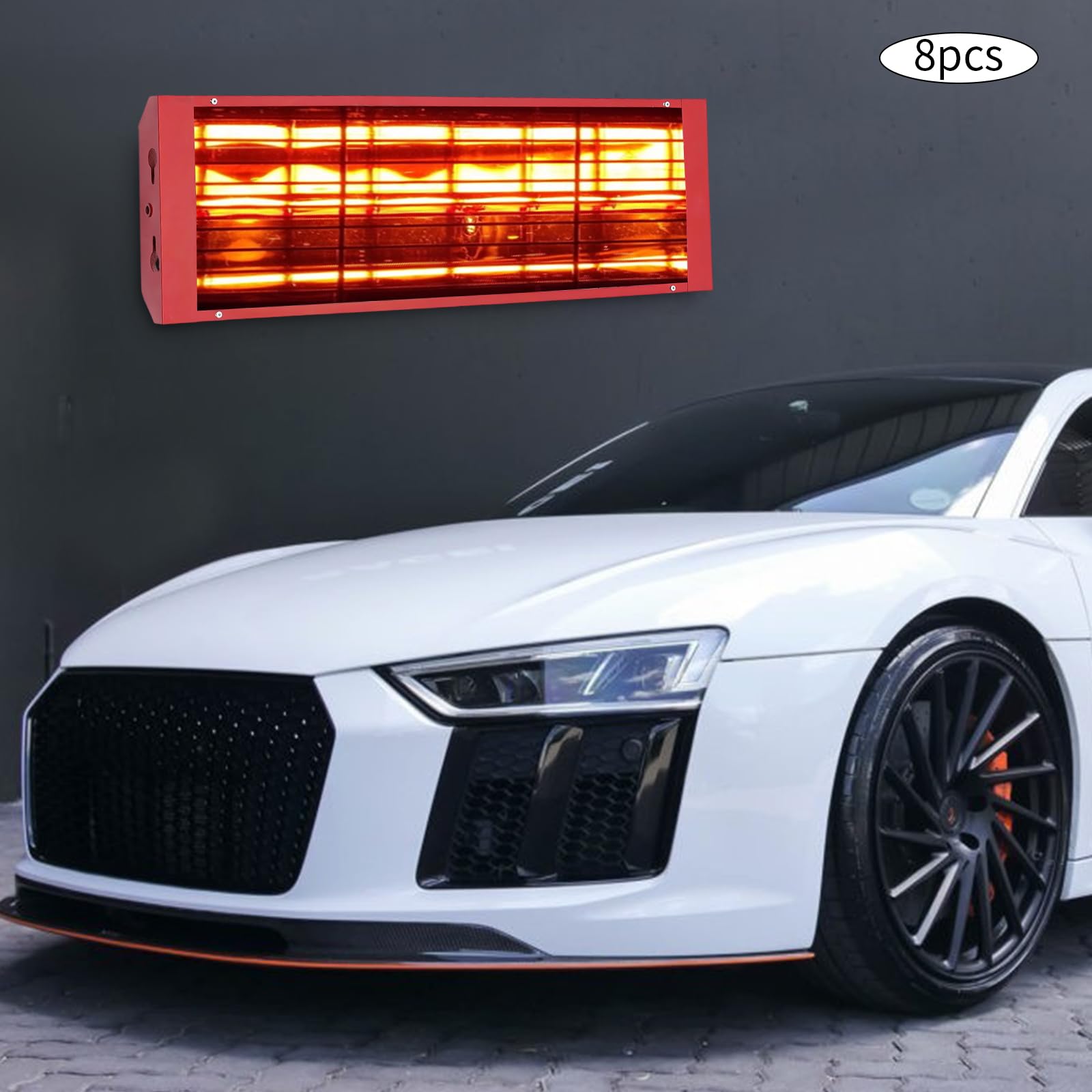 HinLIaDa Baking Infrared Paint Curing Lamp, 8 Set 2KW 110V Spray Baking Booth Light Heater Car Bodywork Repair Paint Dryer Shortwave Drying for Automotive Spray Booths Far Infrared Radiation Heating