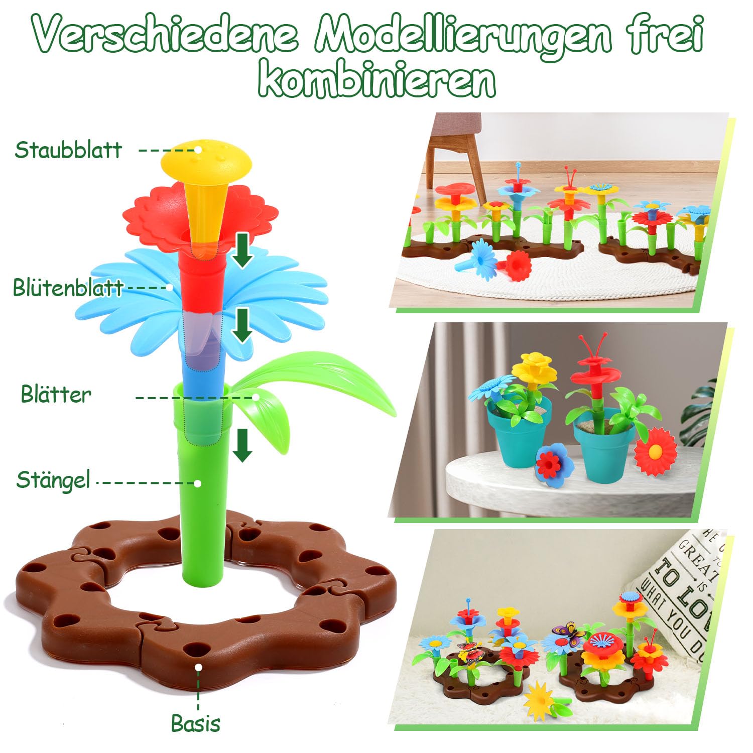 cute stone Gartenwerkzeug-Set für Kinder, Gartenspielzeug mit Schubkarre, Gießkanne, Schaufel, Blumengarten-Bauspielzeug, Rollenspiel für draußen und drinnen