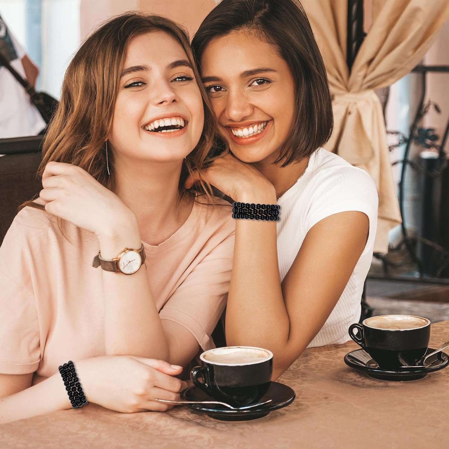 100Pcs Black Acrylic Beads for Jewelry Making, 8 mm Black Craft Beads with Holes, Pony Pearl Bead for Bracelets, Necklace - Image 2