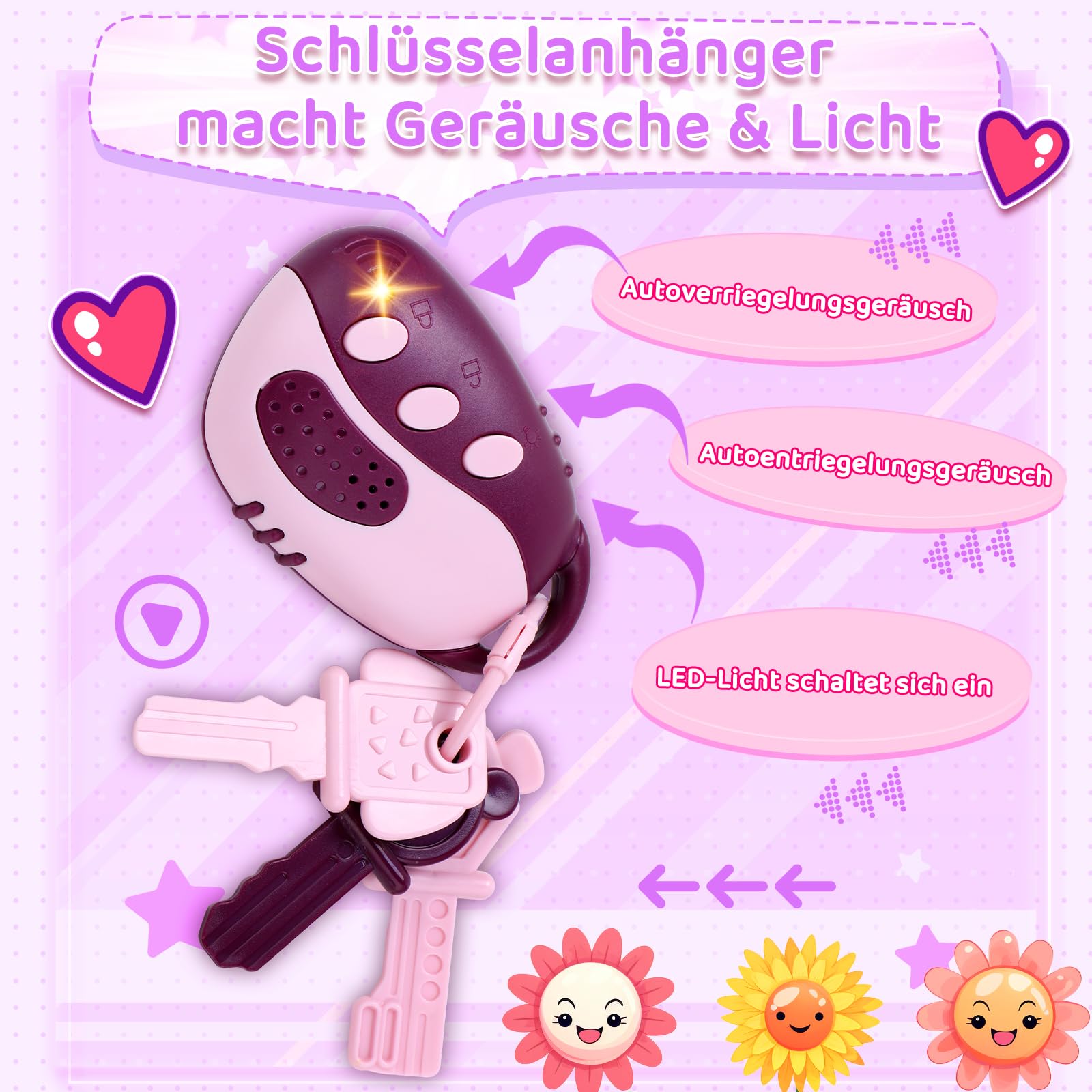 Handtasche Für Kinder Mädchen Mit Make-Up Vortäuschen - Mein Erstes Handtaschen-Set mit Handtasche, Handy, Geldbörse, Schminkspielzeug und mehr für Mädchen ab 3 Jahren, Geschenkidee für Kinder