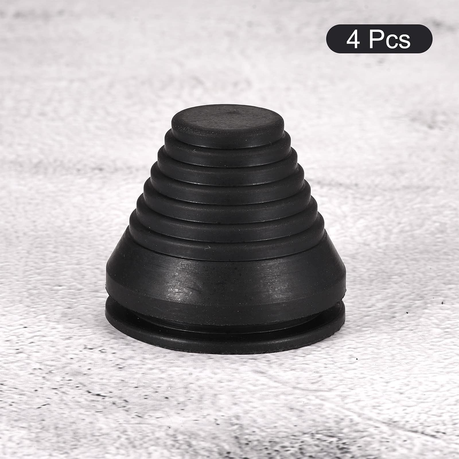 TOP-VIGOR 4Pcs Conical Rubber Grommets 40mm Mount Dia Black Tower Shaped Drill Hole Plug for Wire Protection and Firewall Sealing - Image 3