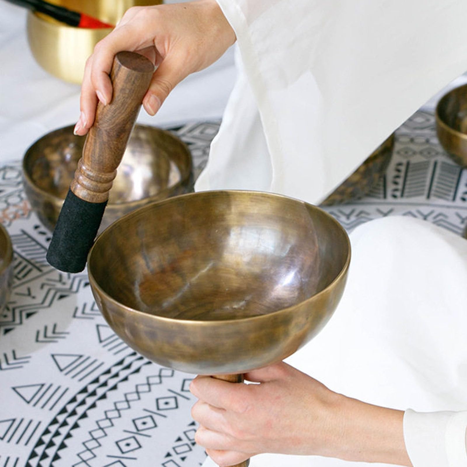 Campane tibetane nepalesi realizzate a mano, facili da suonare per principianti, in rame, ornamenti per campane tibetane