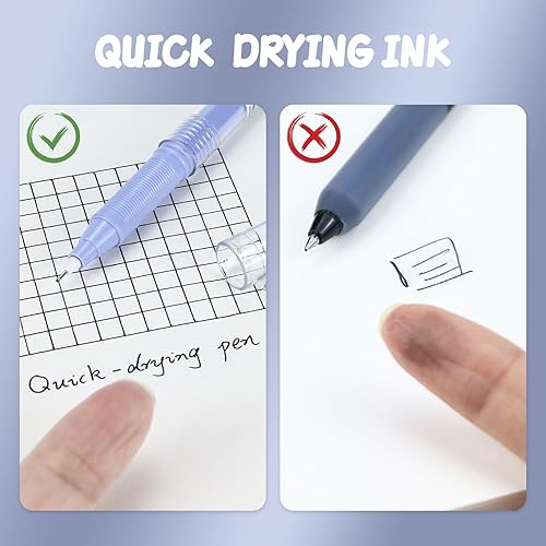 Miniatura 6 de Buqoo Juego de 5 bolígrafos de gel retráctiles de tinta de gel de 0.020 in, varios estilos de bolígrafos de gel con 1 resaltador, escritura suave,