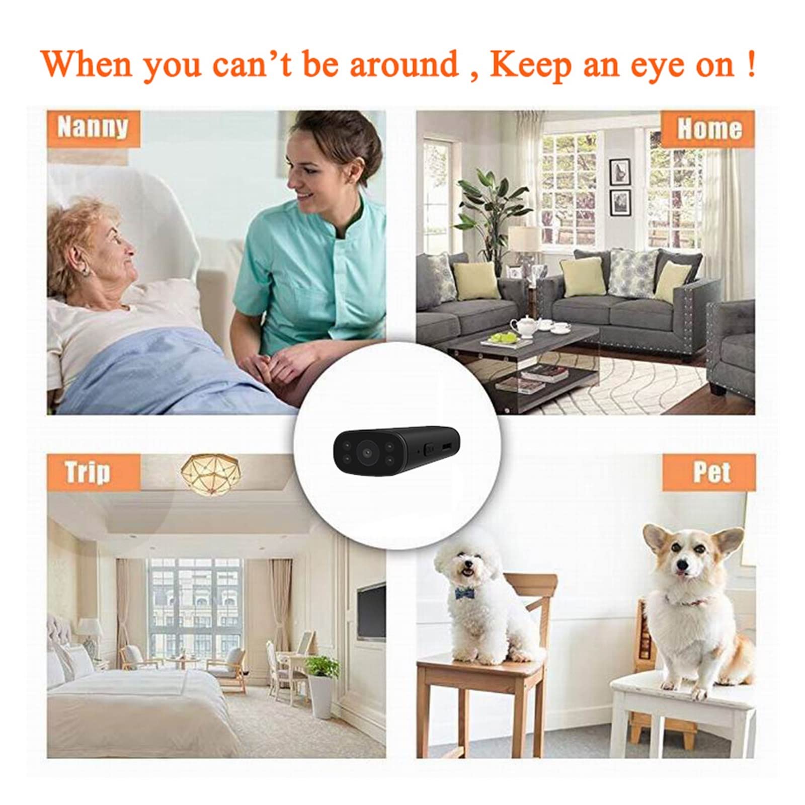 Action Cam, Action Camera, Telecamera subacquea Ultra HD, Mini telecamera di sicurezza domestica 1080P HD Wireless Vista remota Telecamere super mini Nanny Cam Piccolo registratore ,All'aperto, Sport,