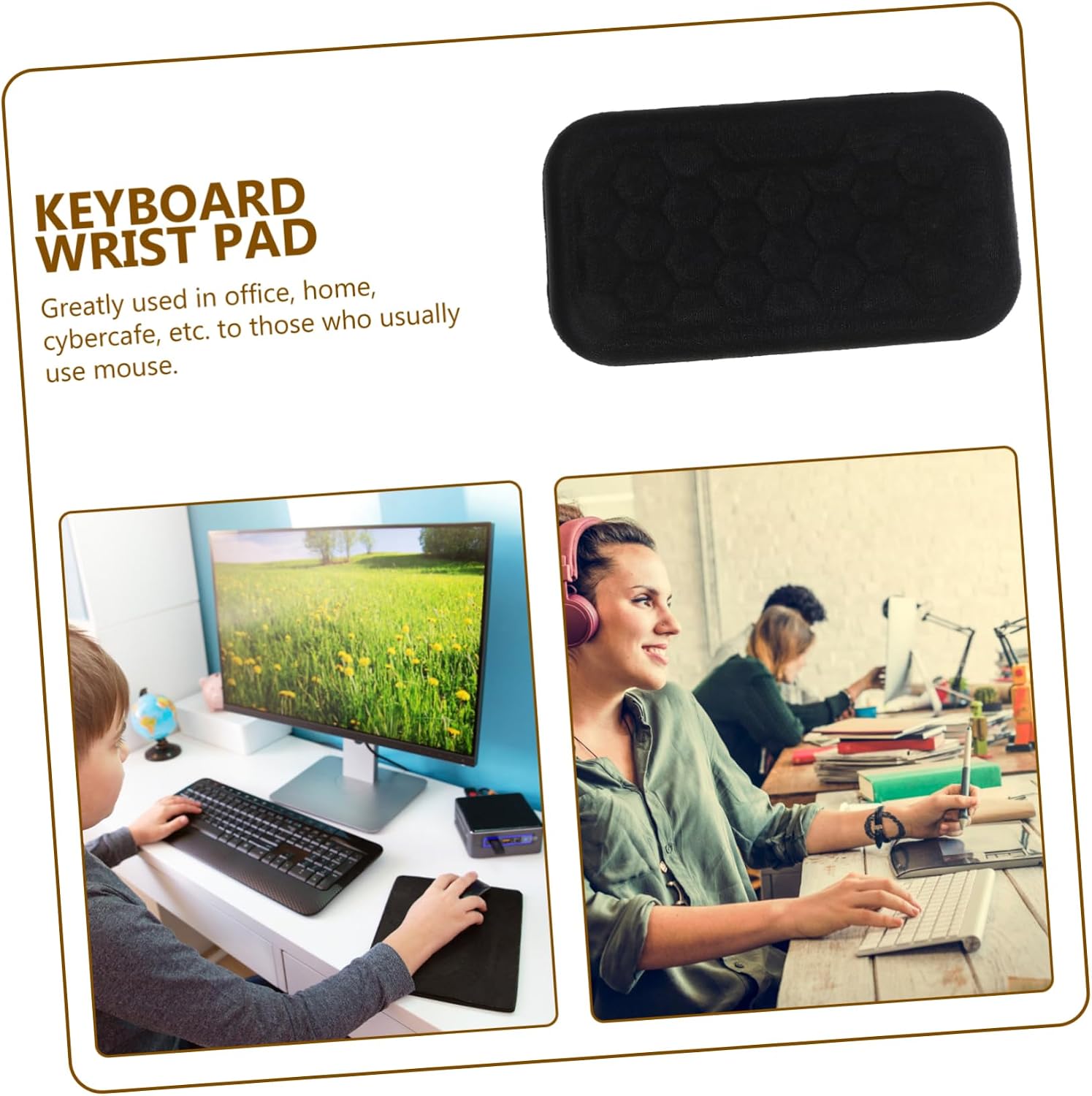 SHINEOFI 5pcs Desk Mat Wrist Rest Support for Keyboard Comfortable Elastic Wrist Pad Non-Slip Mouse Pad Home Office Accessory