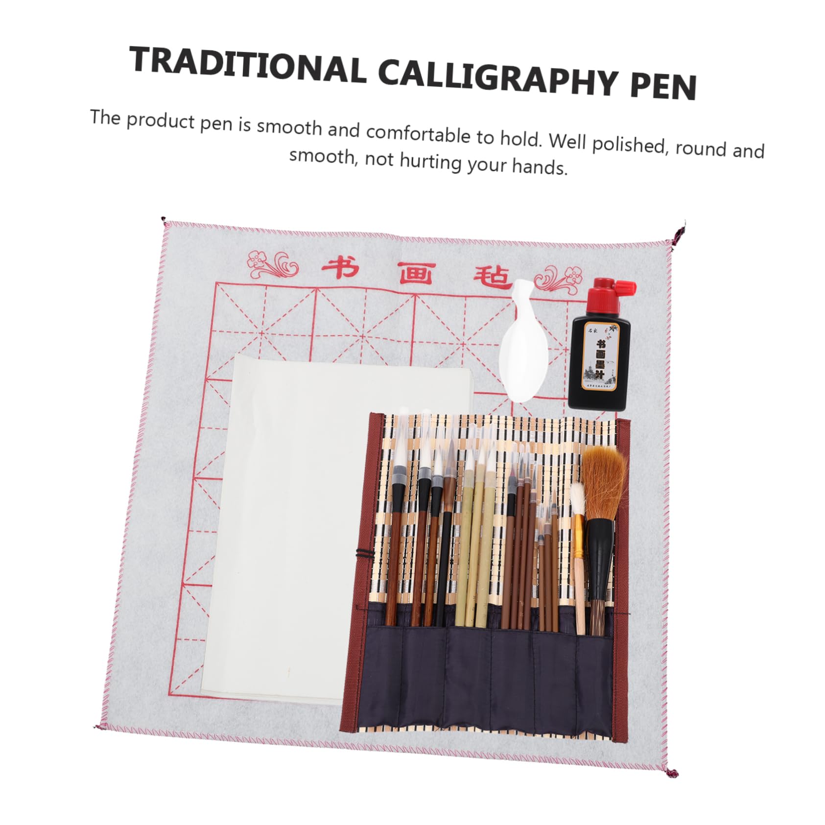NUOBESTY Set di Pennelli Scrittura Fluida in Legno per Calligrafia Cinese Impugnatura Comoda, per Studenti e Professionisti