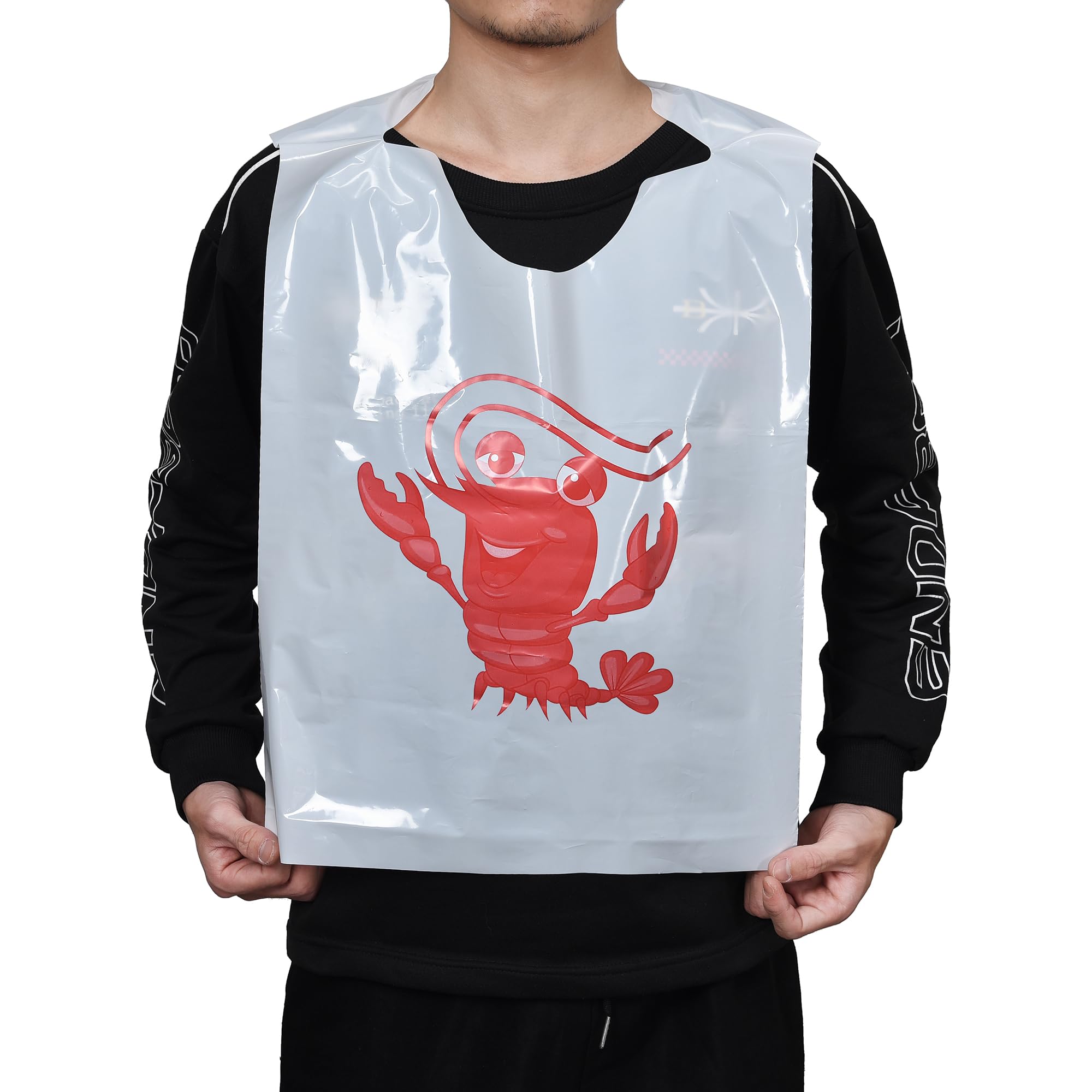 MGTECH 23 Inch Thick Crab/Lobster Bibs Disposable Plastic Funny Seafood Apron for Adults