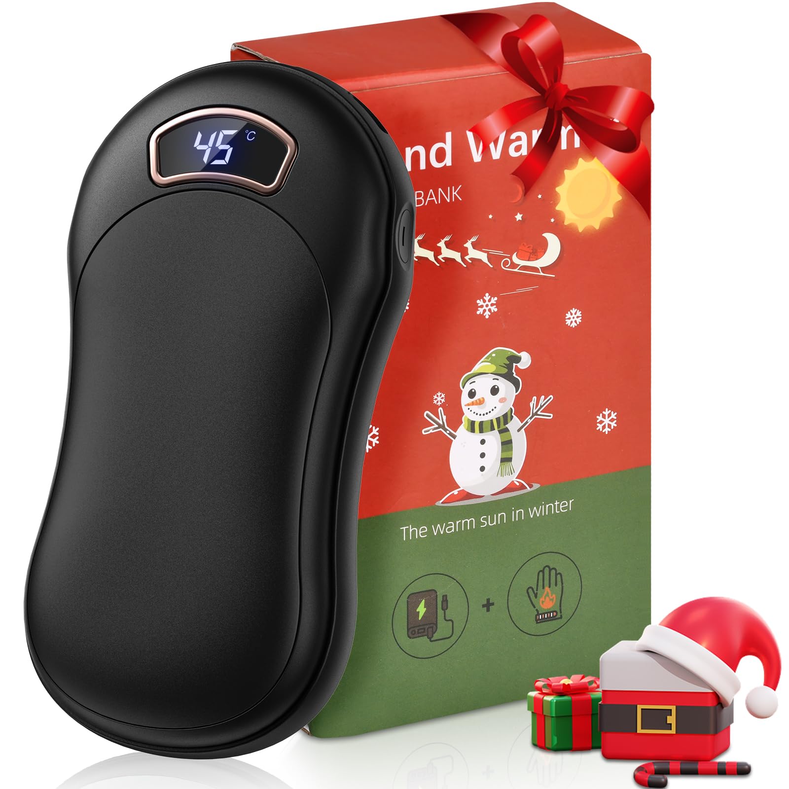 Lot De 2 Chauffe-mains Rechargeables 10000mAh - 3 Niveaux De Température (40-55°C) - Pour Extérieur, Camping, Hiver