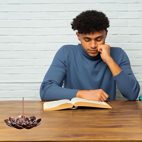 Miniatura 3 de Soporte de incienso para palos con atrapascenas desmontable de loto, 6 agujeros de incienso, quemador de incienso, decoración del hogar de metal