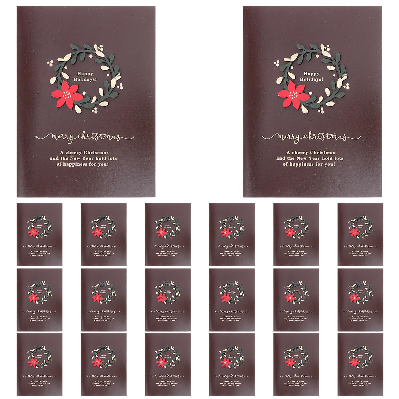 20 Sätze leere Grußkarten Frohe Weihnachtskarten Feiertagsgrußkarten Segenskarten Feiertagskarten Weihnachtsferienkarten Weihnachtsgrußkarte Chritmas -Karten Dark Brown