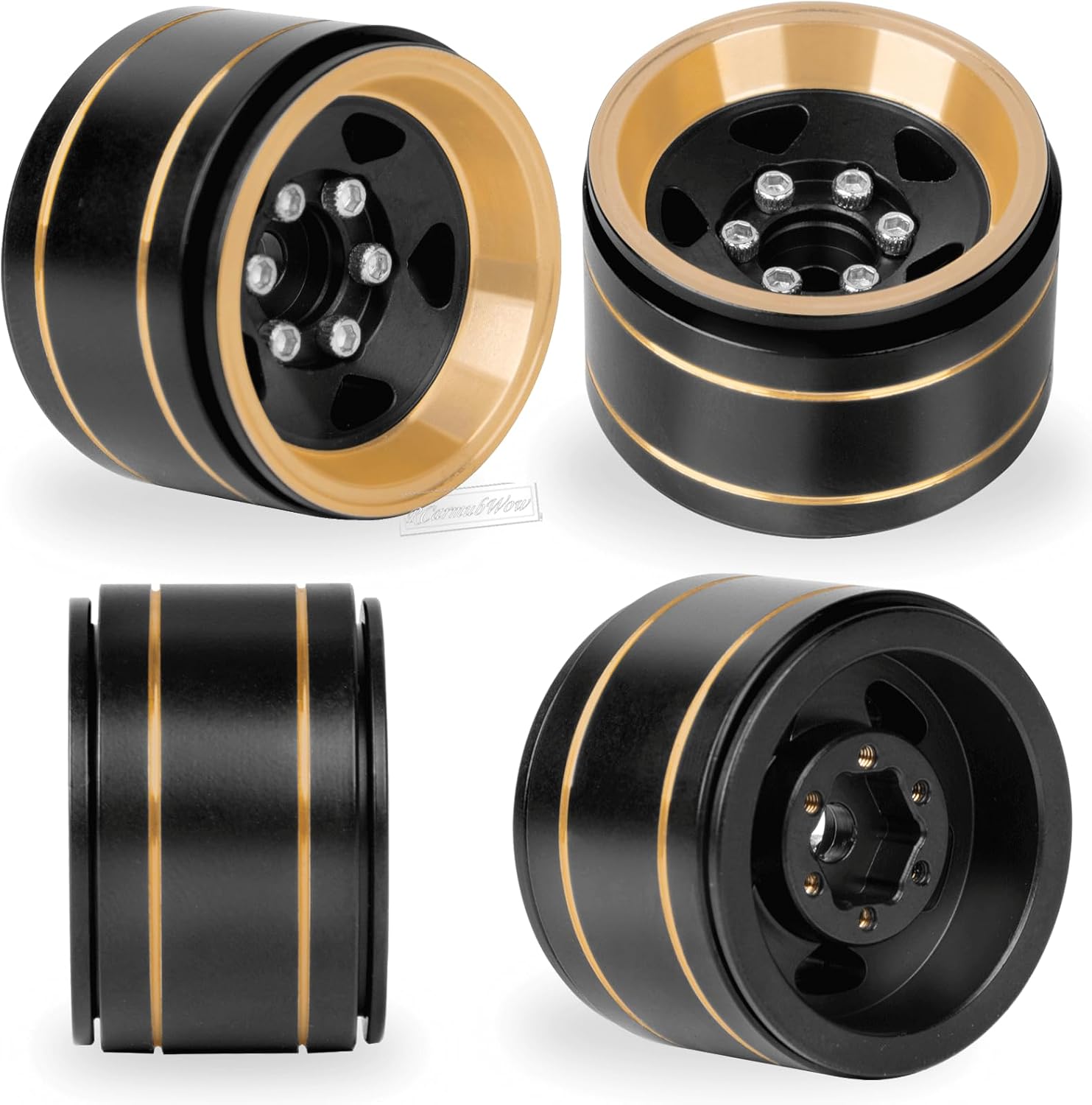 RC 1.0in Beadlock Wheels for 1/18 Trx4m,1/24 SCX24 RC Crawler Car,Brass 1.0in Beadlock Rims 1.0 rc Beadlock Wheels,4pcs,Brass