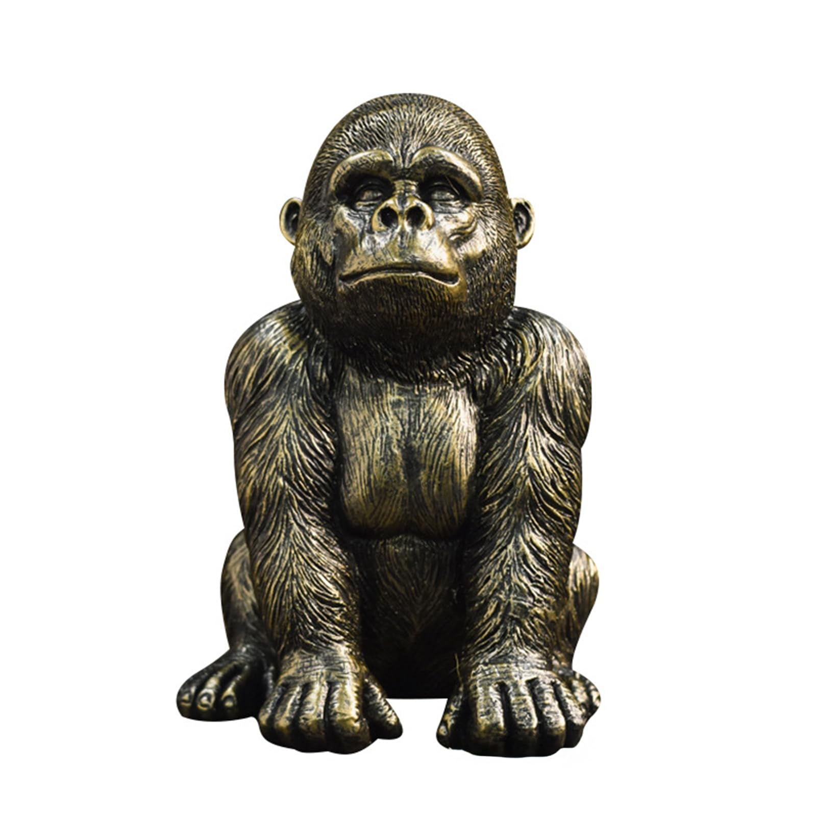 Virelynx Gorilla Resin Statue – Sitting Monkey Figurine Sculpture, Industrial Home Decor for Living Room Office Desk Bookshelf