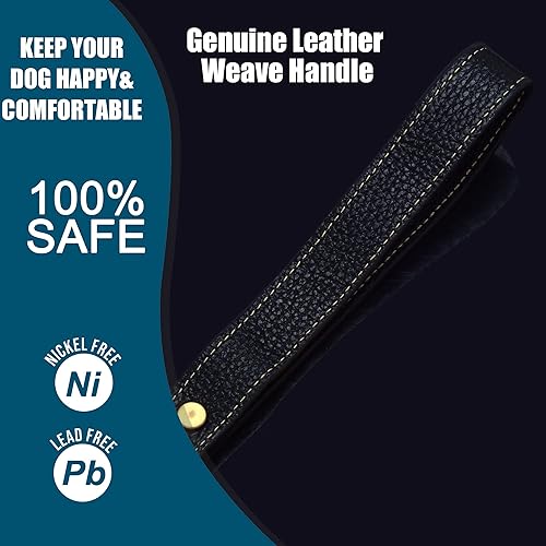 Miniatura 6 de iDofas Correa de cadena de plata para perro, acero inoxidable de oro de 18 quilates, correa de perro con mango de cuero para perros (3 piesplateado)