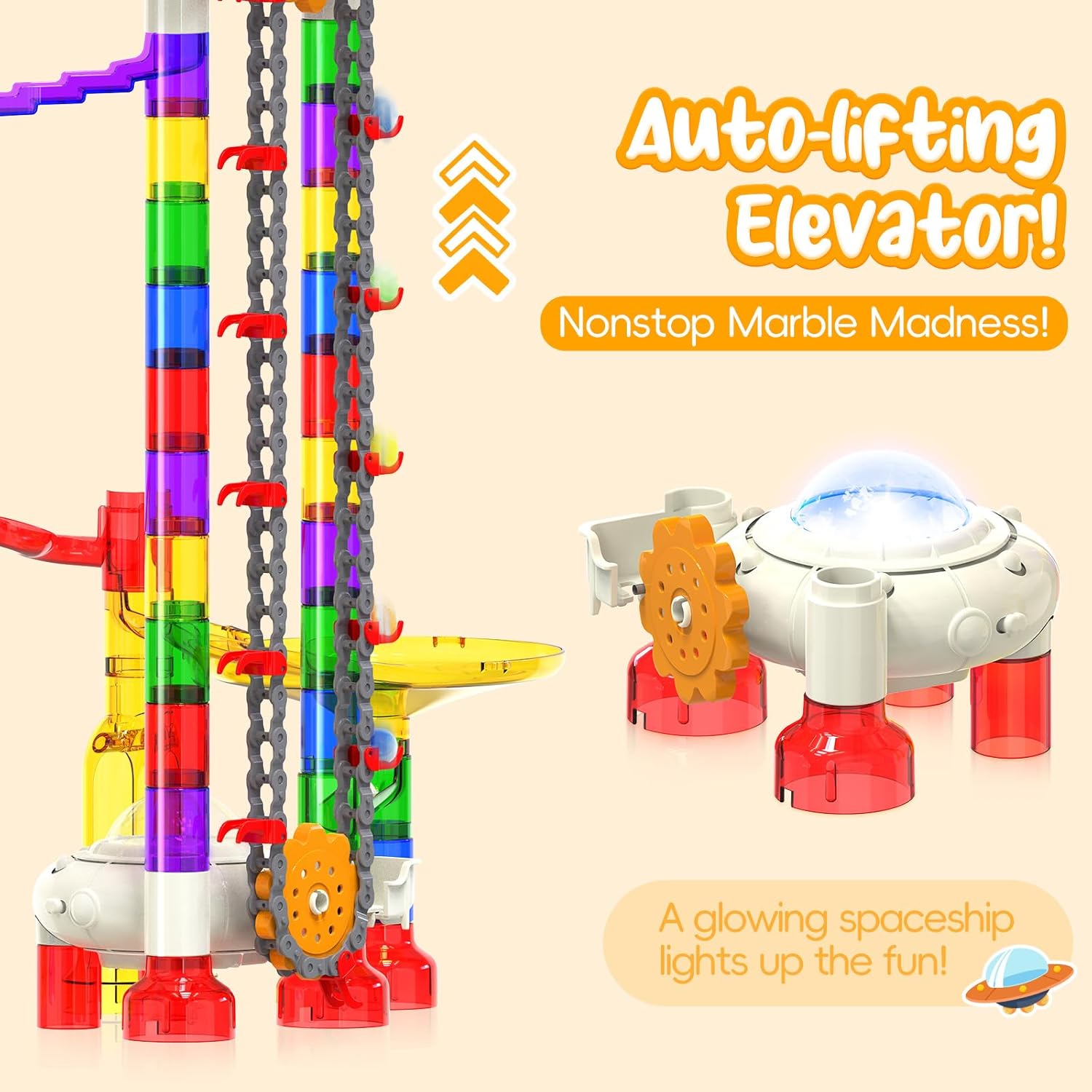 Motorized Marble Run - Marble Runs Stem Toys for Kids 4-8 8-12 - Construction Building Educational Space Toys 5-7 8-10 - Birthday for Boys and Girls