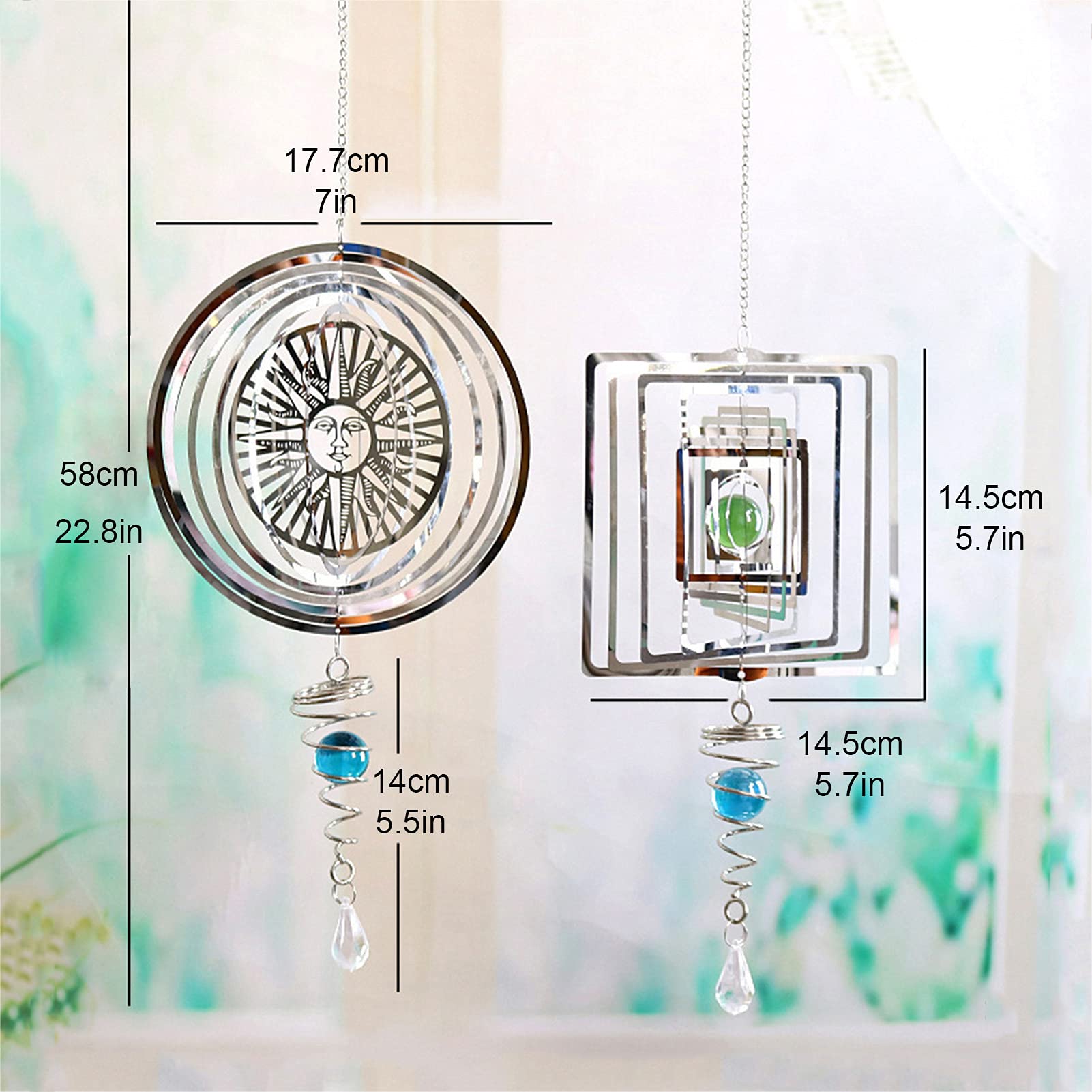 3D-Windspiel aus Edelstahl zum Aufhängen, geometrisches Muster, Metallkunst, kinetische Skulptur für Garten, Raumfenster, lasergeschnittenes Windspiel