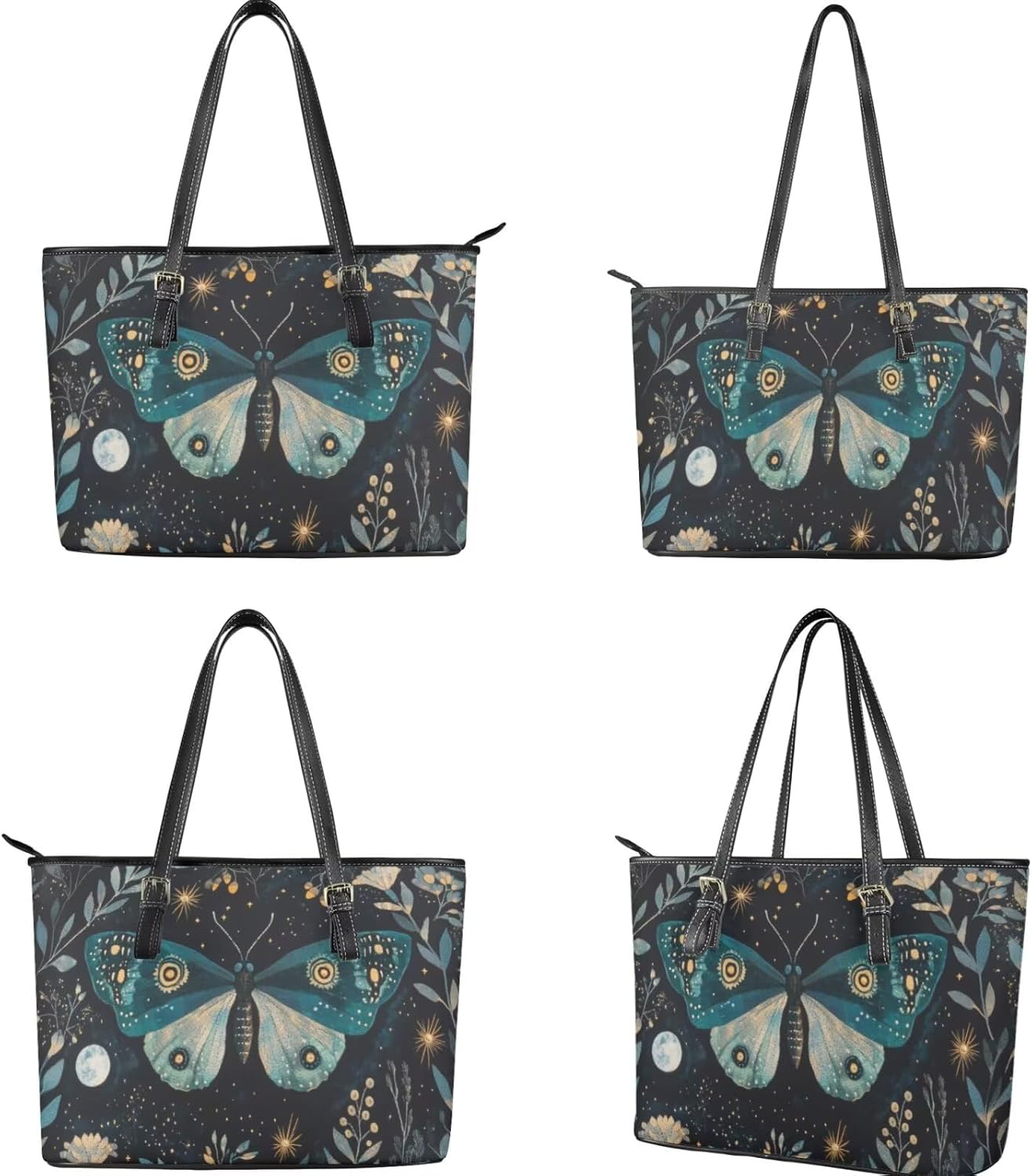 Womens Work Tote Bag Large Shoulder Purses 2 Pcs Leather Wallet for Cards