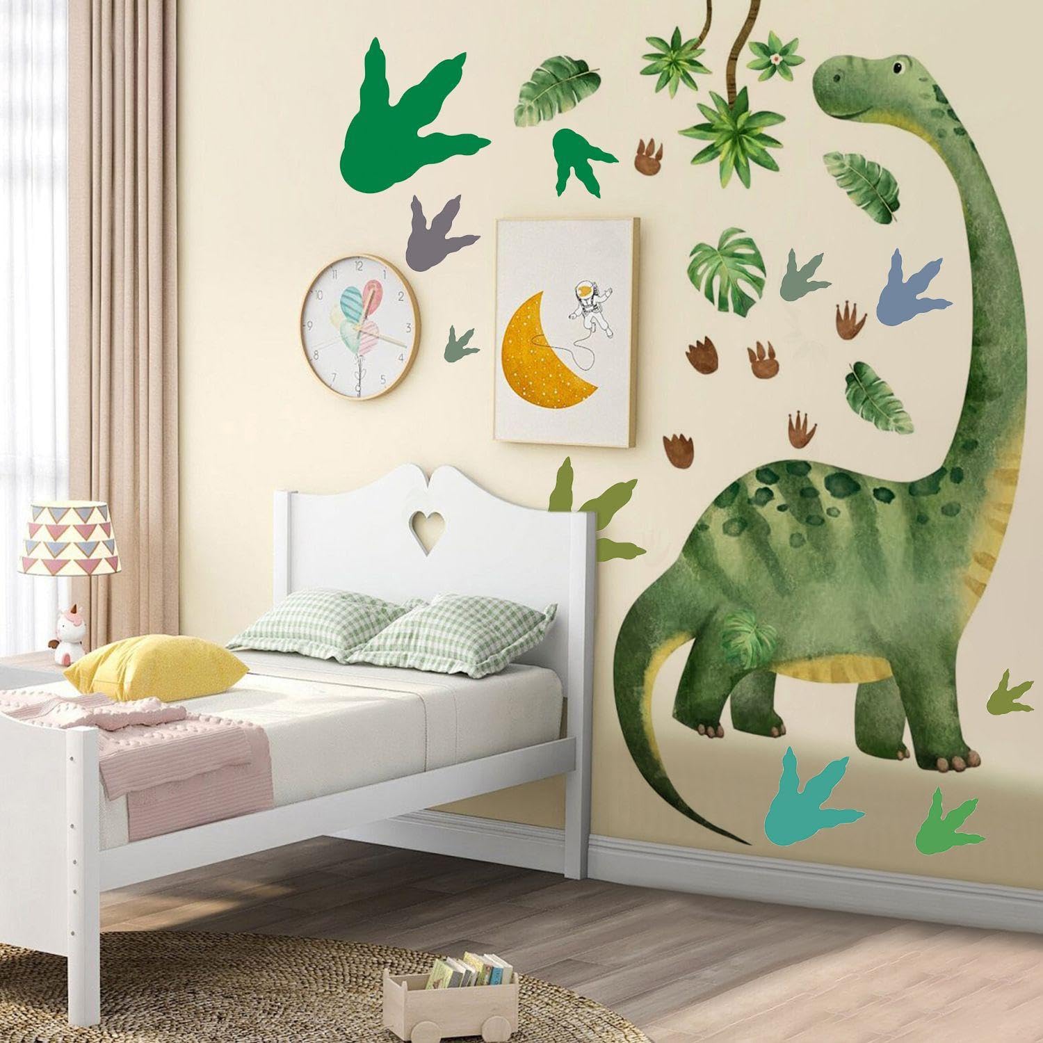 1 Set of Dinosaur Wall Stickers and 2 Dinosaur Footprint Stickers, Creative and Interesting Wall Stickers - Image 3
