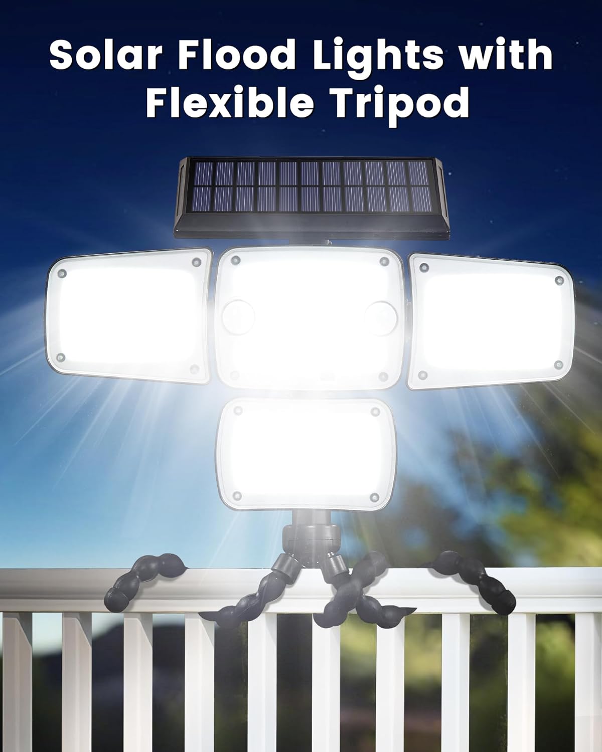 342LEDs Solar Motion Lights Outdoor,2000LM Flood Security Light with Remote Control,3 Heads Motion Sensor Outdoor Light, 270° Wide Angle with 3 Modes for Backyard Yard Fence Patio Garage (1)