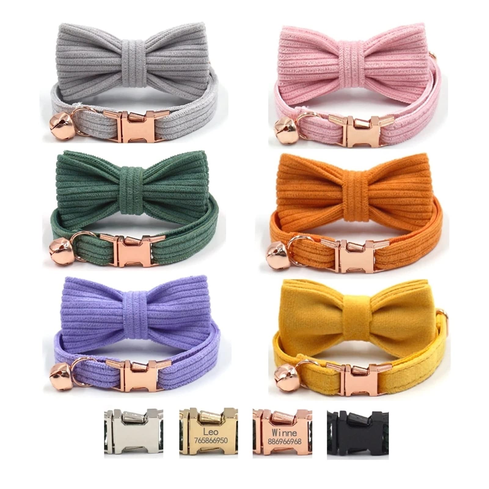Collare for cani, papillon for animali domestici, collare for cani in velluto con incisione gratuita, targhetta identificativa personalizzata, collari for gattini, collana a campana, cucciolo, chihuah