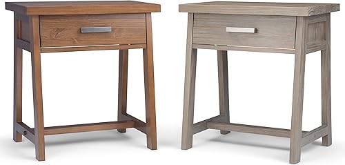 Miniatura 14 de SIMPLIHOME Sawhorse - Mesita de noche de madera maciza de 24 pulgadas de ancho, moderna, industrial, color gris envejecido, para sala de estar y